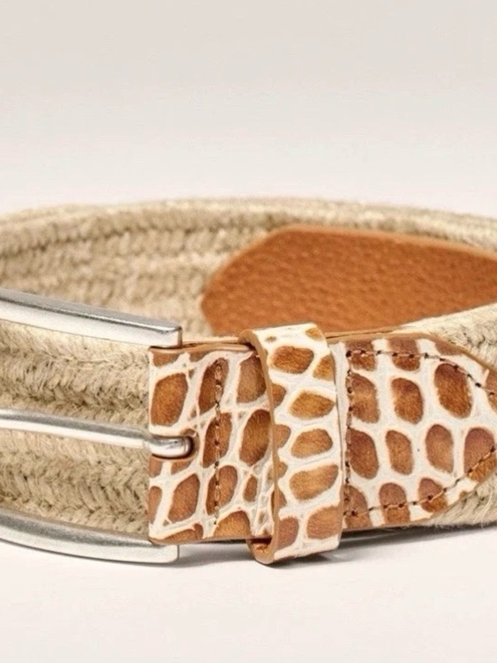 johnnie-O Crocco Tip Italian Linen Belt Mens Tan Size 38 (7852557)